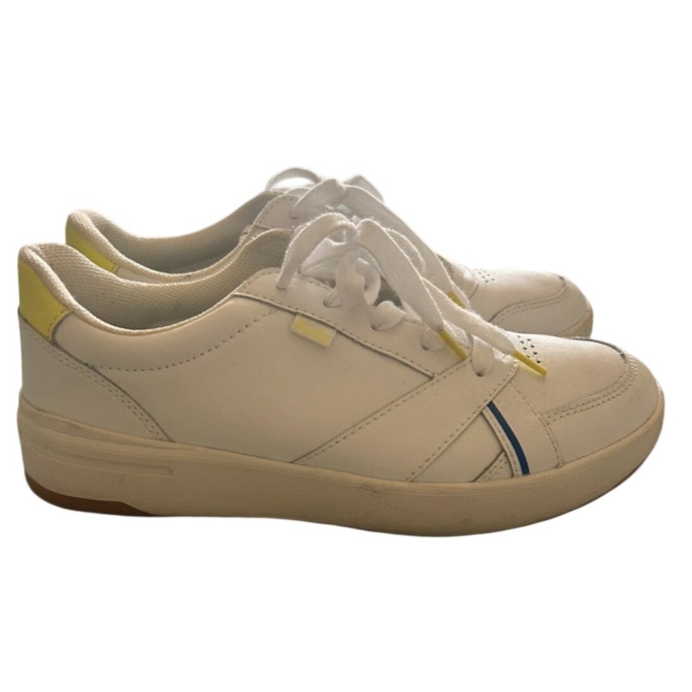 Keds Womens Pickleball Court Sneakers White Yellow Leather Low Top WH68300 8.5